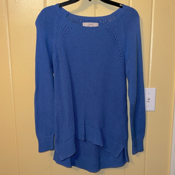 Loft Chunky Knit Blue Pullover Sweater Size S - Picture 2 of 13